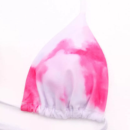 Women's three-piece split swimsuit in cotton blend, available in orange, pink, and purple