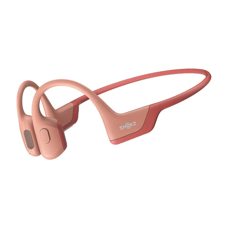 Wireless bone conduction earphones with titanium alloy frame in neck-hanging sports design