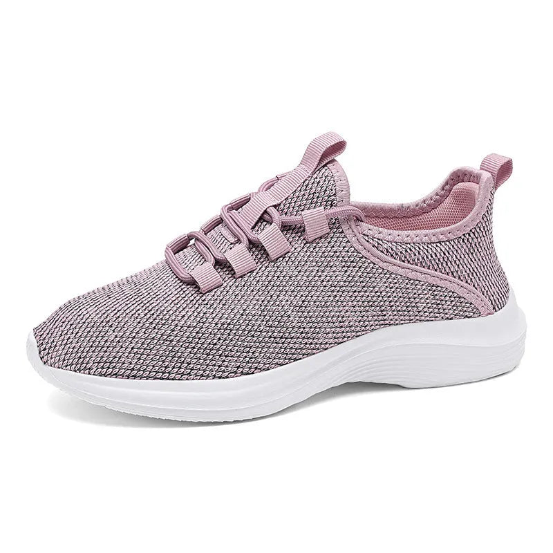 Women's black mesh casual sneaker with lace-up closure and EVA sole