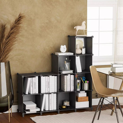 Modular plastic storage rack with customizable grid options for efficient organization