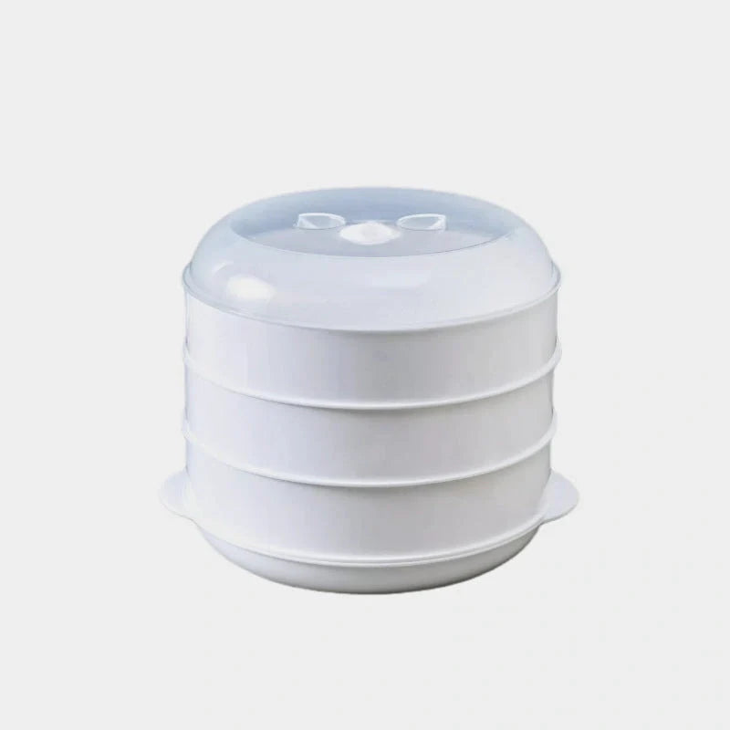 Modern minimalist microwave steamer box with layered design for healthy cooking