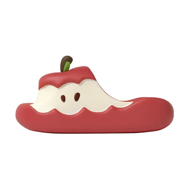 Cartoon fruit print EVA parent-child sandals in light pink colour, flip-flop style homewear slippers