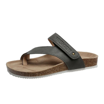 Flat toe ring thick-soled flip-flops in blue colour with foam sole and artificial PU upper