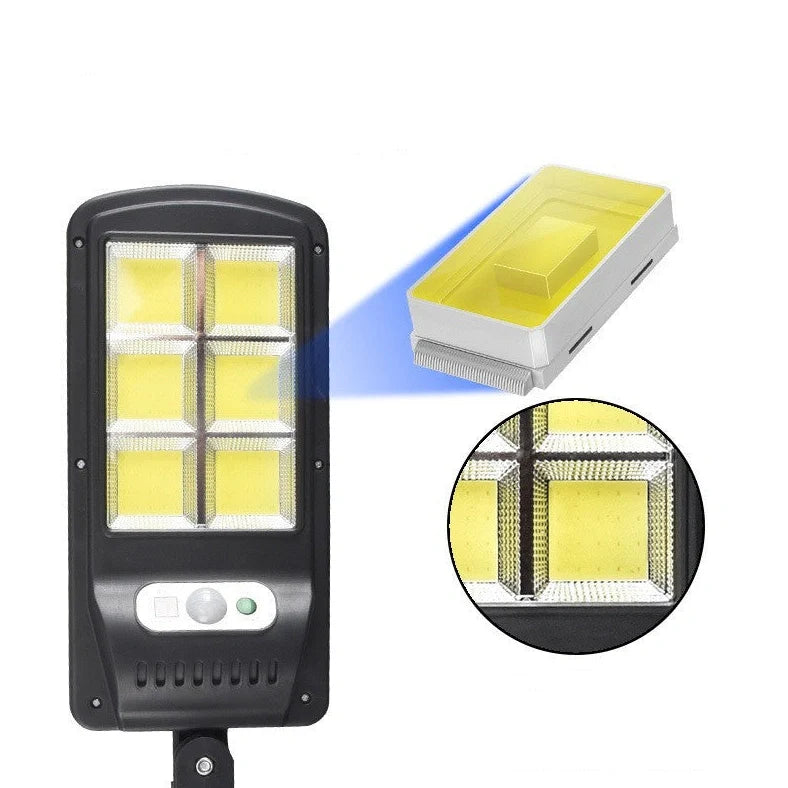 Black solar street light with infrared motion sensor, 370mm length, for outdoor garden and pathway illumination