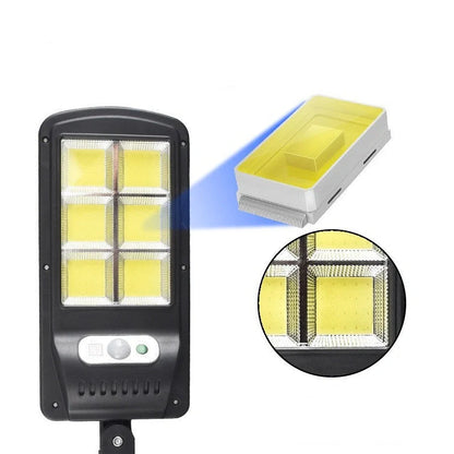 Black solar street light with infrared motion sensor, 370mm length, for outdoor garden and pathway illumination