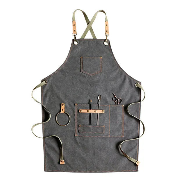 Canvas cross-strap apron in solid colour for baking and work protection