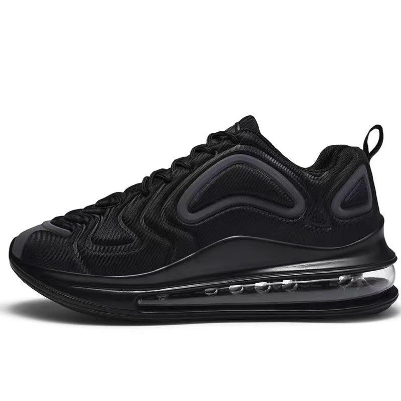 Comfortable air cushion sneakers for stylish men in various black, red, and white color options