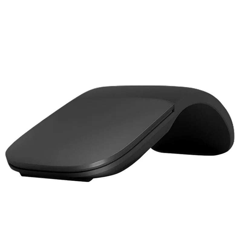 Black folding touch wireless mouse shown in open position with Bluetooth 4.0 logo