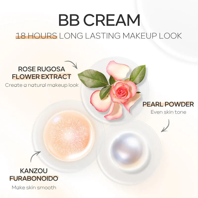 30ml tube of natural BB cream showing nine available shade colours from light to dark