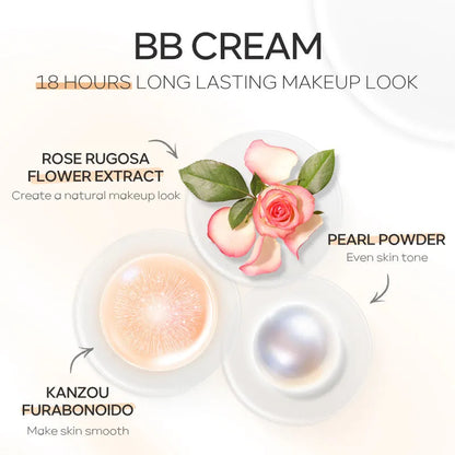 30ml tube of natural BB cream showing nine available shade colours from light to dark