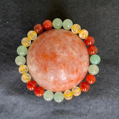 8mm multicolor glass beaded bracelet with yellow and multicolored beads