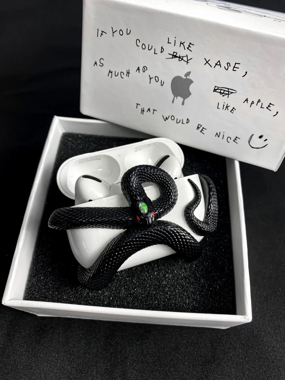 Creepy snake-themed silicone case for AirPods Pro with detailed design for Halloween and everyday style