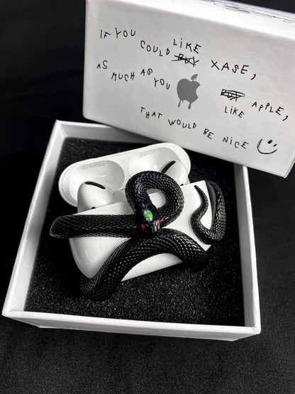 Creepy snake-themed silicone case for AirPods Pro with detailed design for Halloween and everyday style