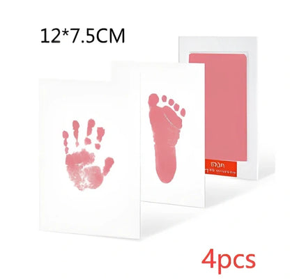 Disposable ink baby hand and foot print kit with six colour options and two size formats
