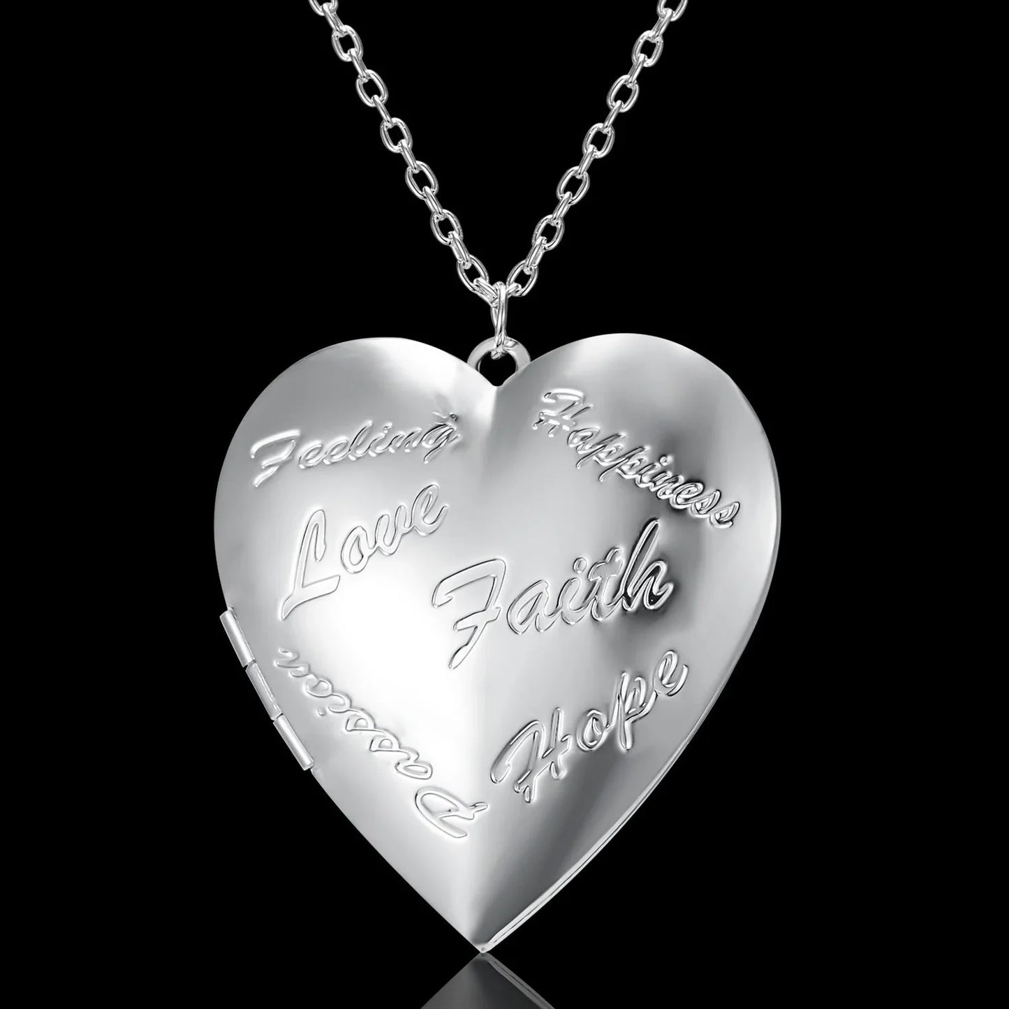 Personalized heart-shaped photo frame pendant necklace in various colors