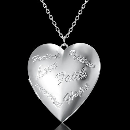 Personalized heart-shaped photo frame pendant necklace in various colors