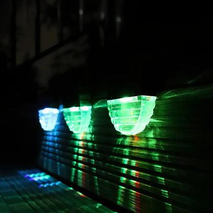 Semicircular outdoor solar LED stair light, waterproof IP55, 80x70mm size for paths and fences