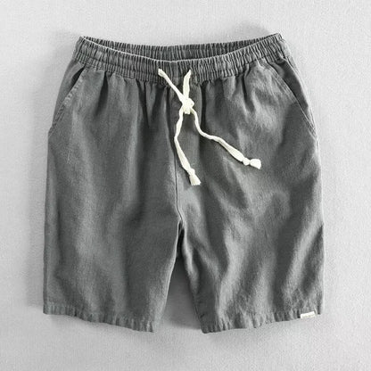 Breathable cotton linen casual loose shorts in straight cut with micro elasticity