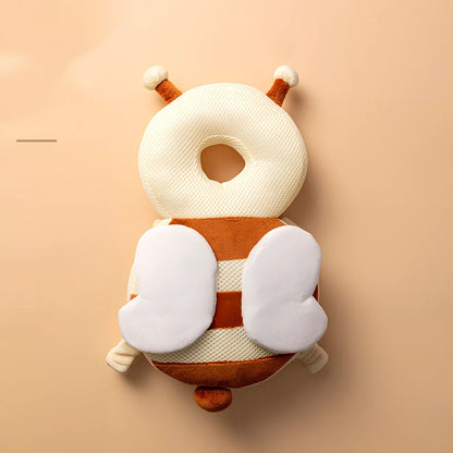 Toddler head protection pad with animal character design showing 33cm by 19cm dimensions