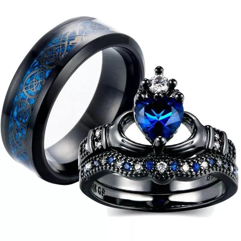 Crown love sapphire female ring with alloy setting and artificial gems