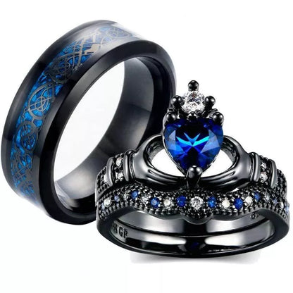 Crown love sapphire female ring with alloy setting and artificial gems