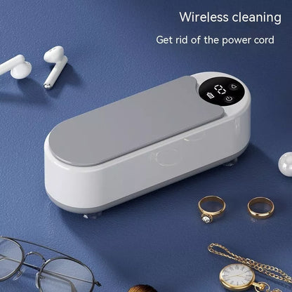 Portable ultrasonic glasses cleaner with display for automatic cleaning