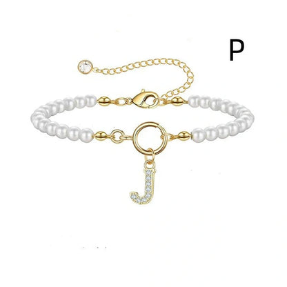 2024 fashion initial pearl bracelet for women with toggle clasp