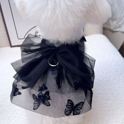 Black gauze princess tulle skirt for small dogs and cats with size options from XS to XL