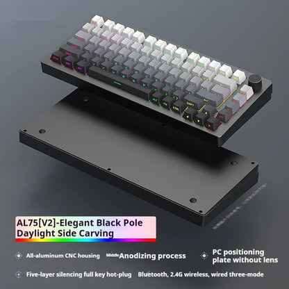 Heiji Snake aluminium mechanical keyboard DIY kit with keycaps and tools on a desk.
