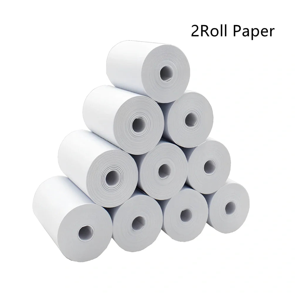 Blue mini thermal printer measuring 80x80x35mm with Bluetooth connectivity for student study organisation