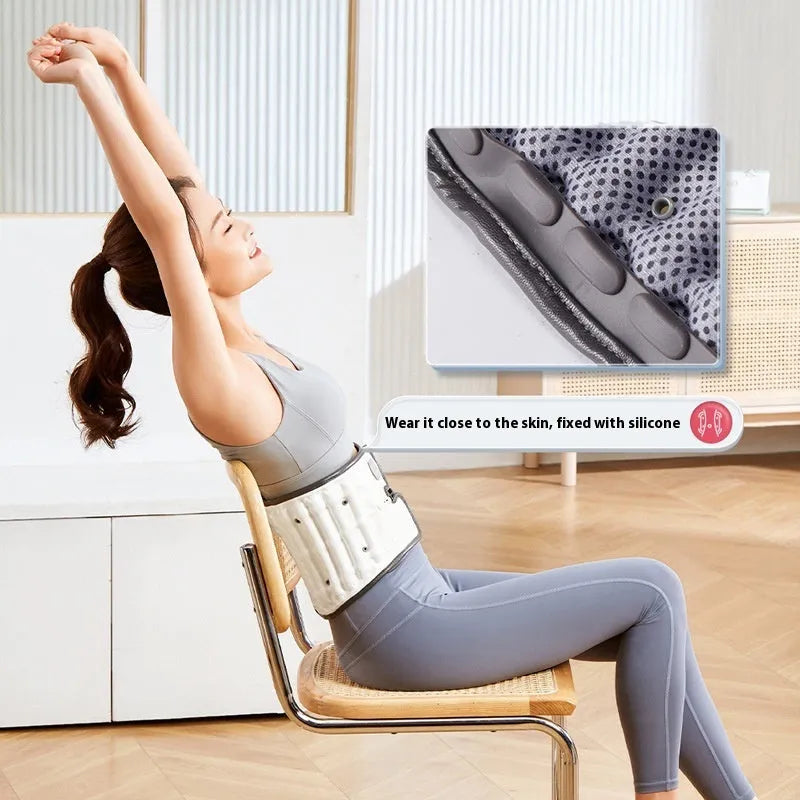 Lumbar waist supporter with automatic inflation mechanism in PU material, showing S and M size options