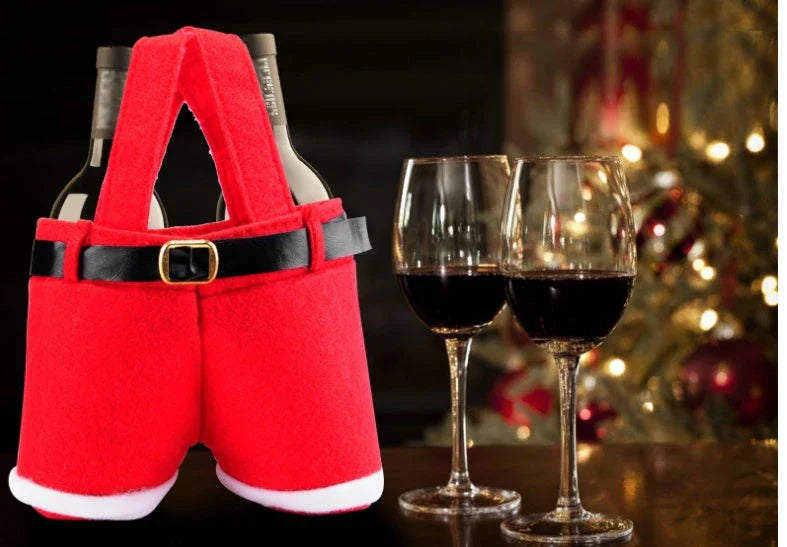 Festive Santa pants-shaped Christmas gift bag made of wool fabric, perfect for holding holiday treats and small gifts