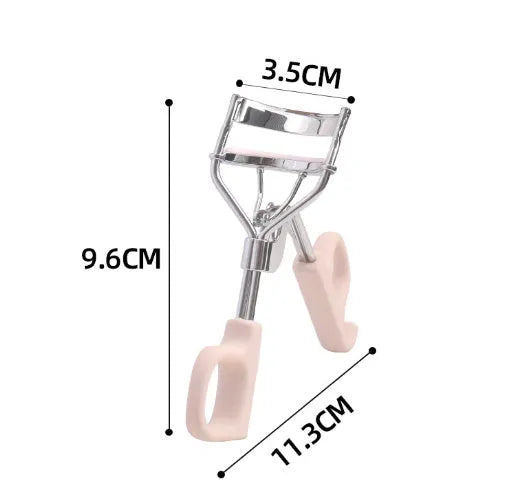 Pink eyelash curler with A4 chrome scissors handle design and carbon steel construction