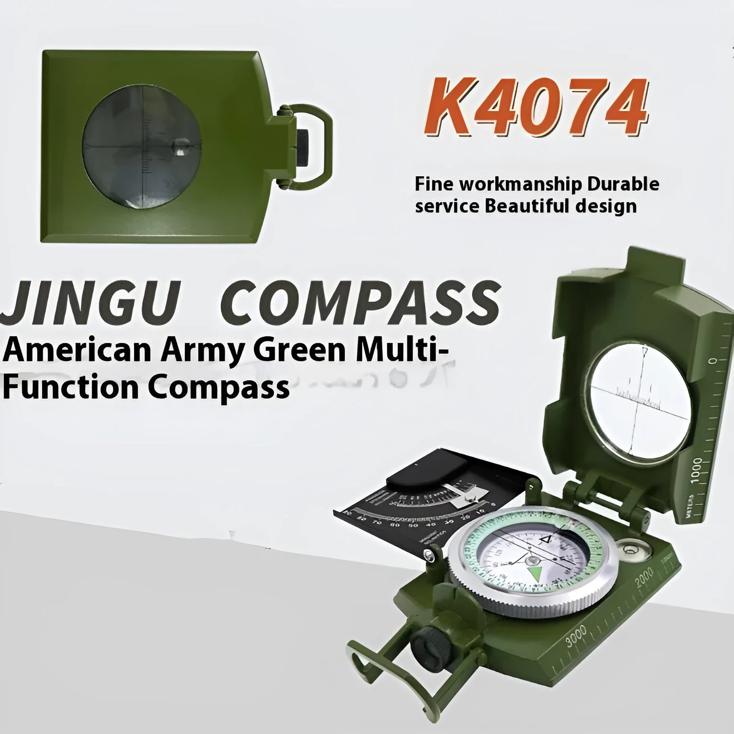 K4074 metal outdoor compass with hanging rope showing compact design