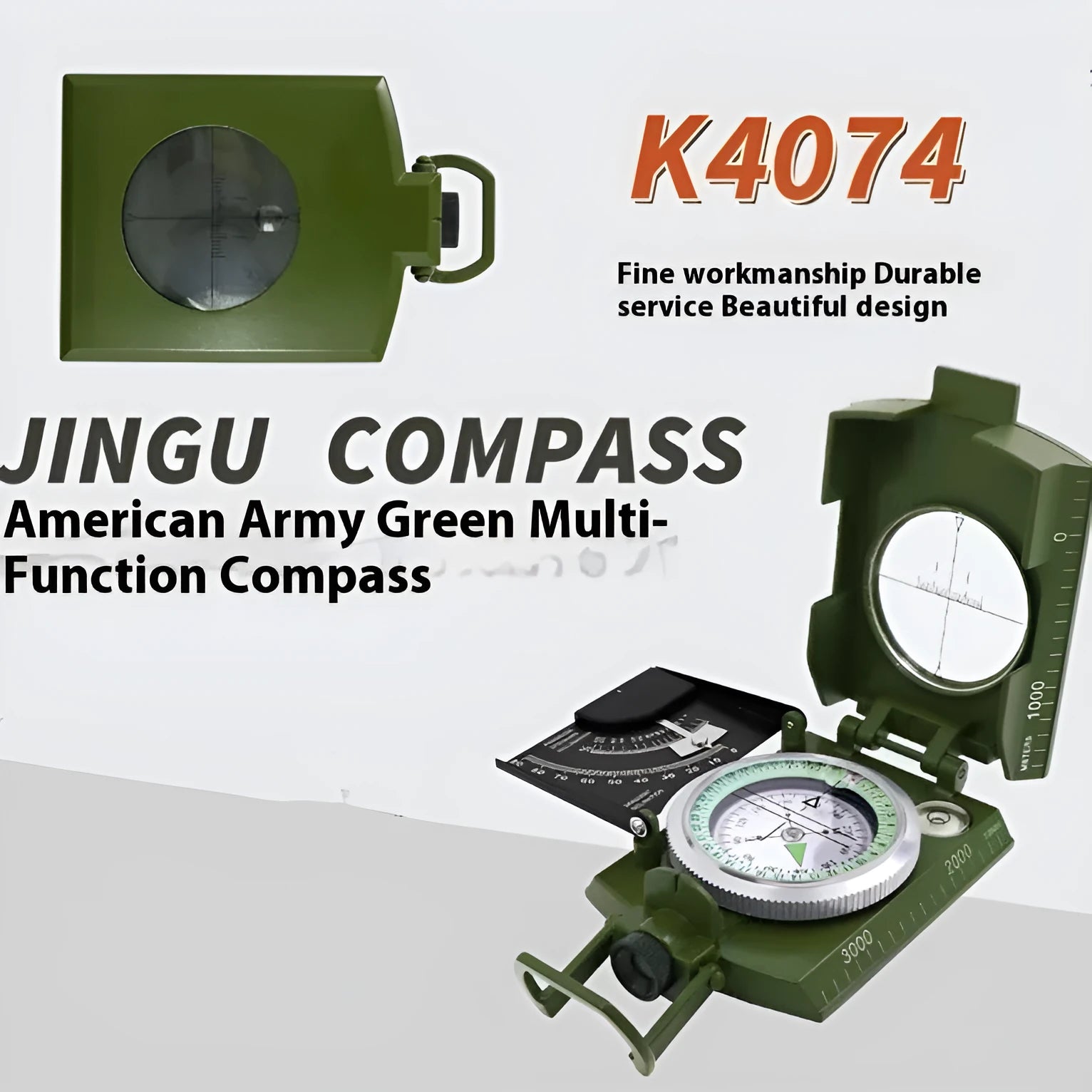 K4074 metal outdoor compass with hanging rope showing compact design