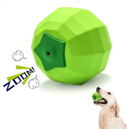 Green natural rubber dog squeaky toy measuring 90x86x80mm for aggressive chewers