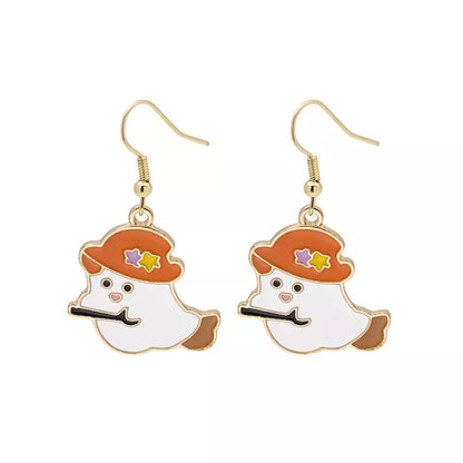 Halloween pumpkin oil drip alloy earrings with geometric design