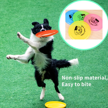 Yellow silicone flying saucer dog toy with 20cm diameter disc shape for canine coordination training