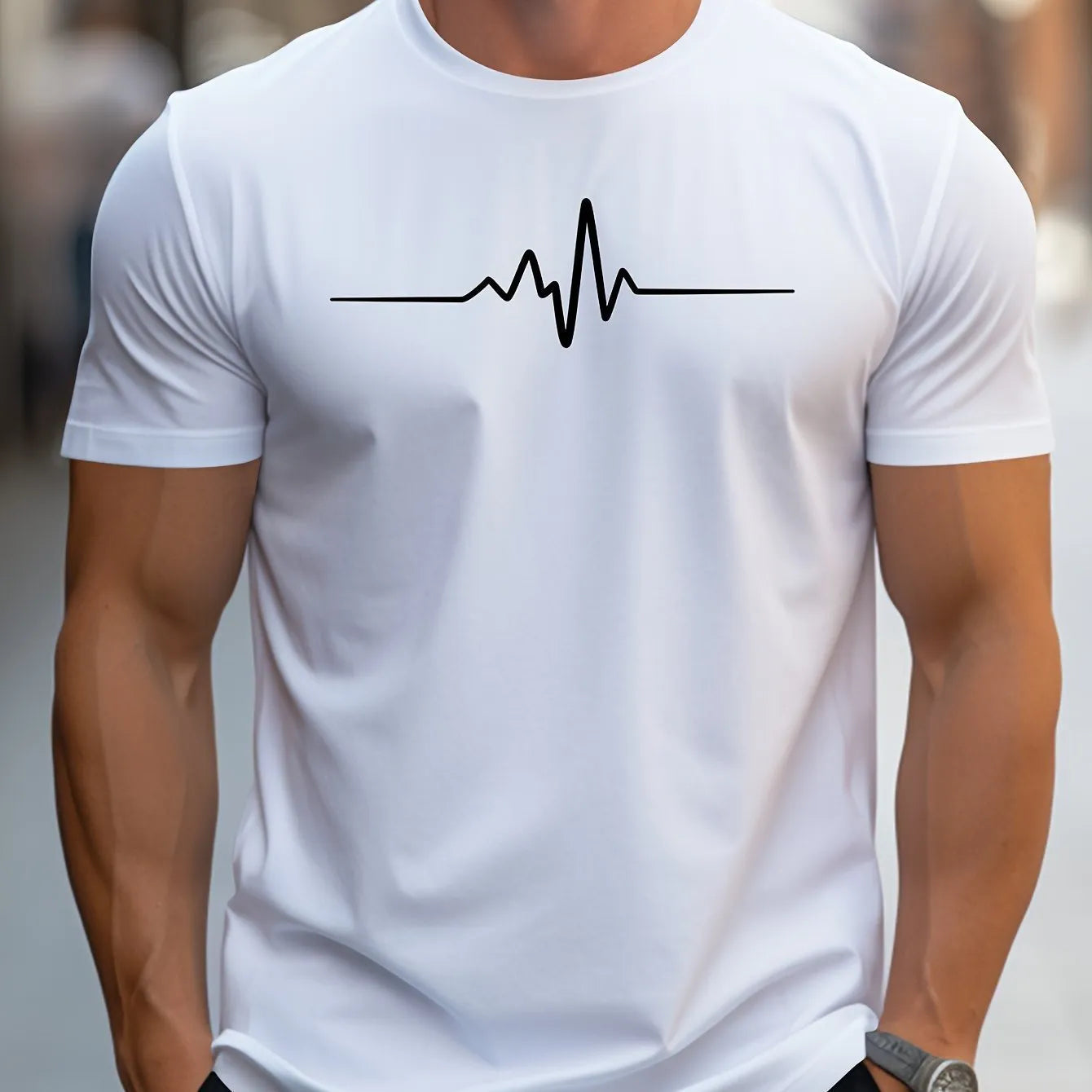 Men's loose-fit 3D sports letter print T-shirt in a summer colour