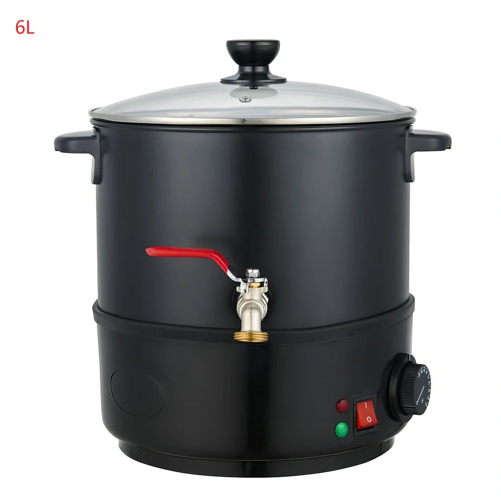 Black electric wax melting machine with food-grade certification and multiple capacity options from 6L to 20L