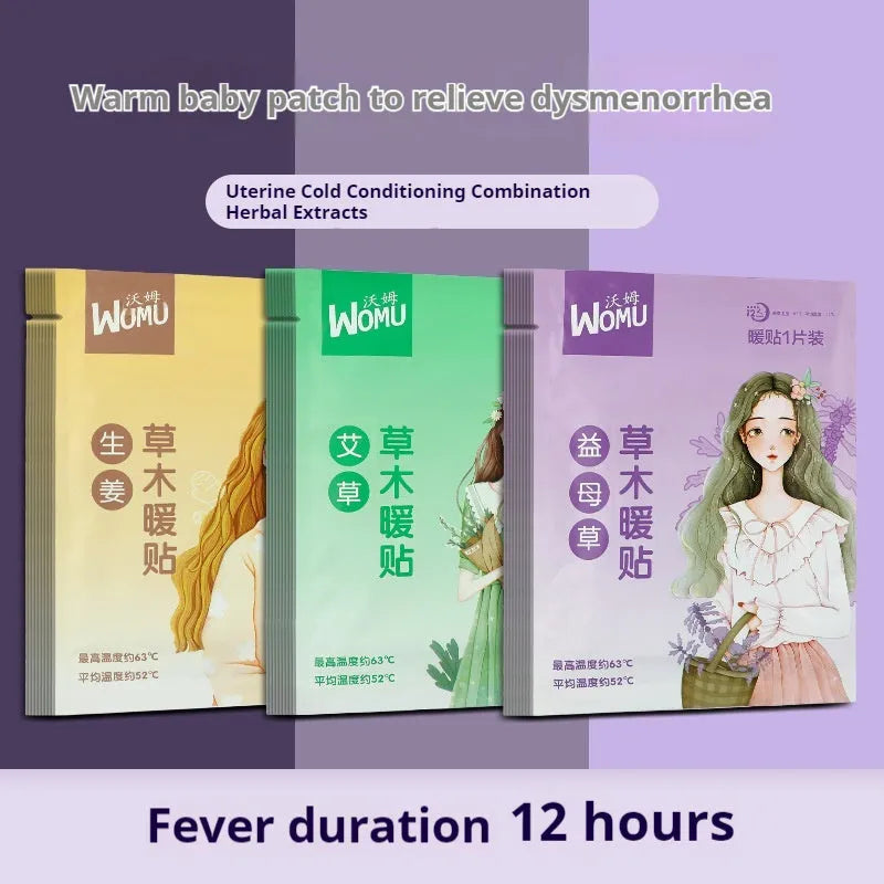 Self-heating uterus warming plaster with natural herbal paste options