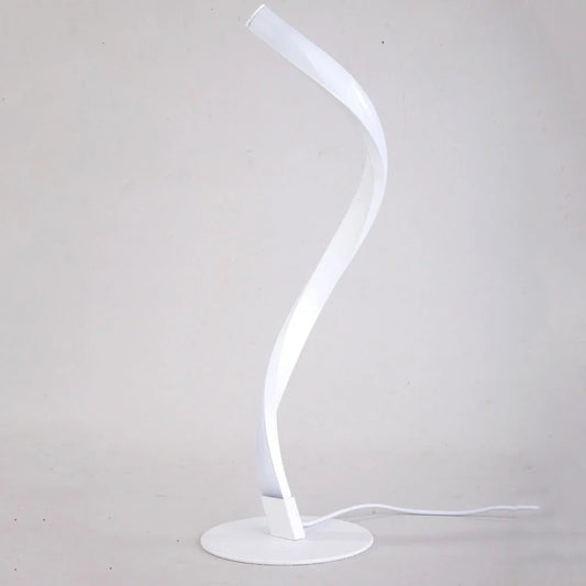 Spiral snake bedside table lamp in black with 390mm height, 140mm base, and three-colour dimming on UK plug
