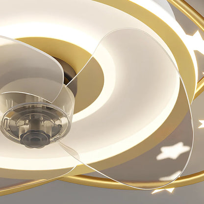 Nordic style 53cm ceiling fan lamp in black with acrylic shade, remote control, and PC blades for bedroom use