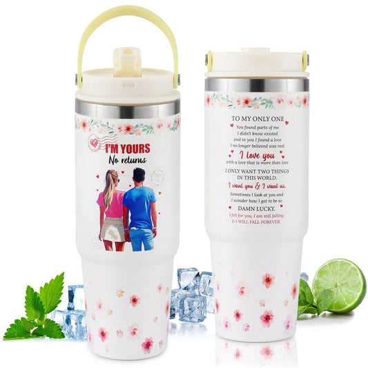 Premium 30oz stainless steel insulated cup in various colors, keeping drinks hot or cold for hours.