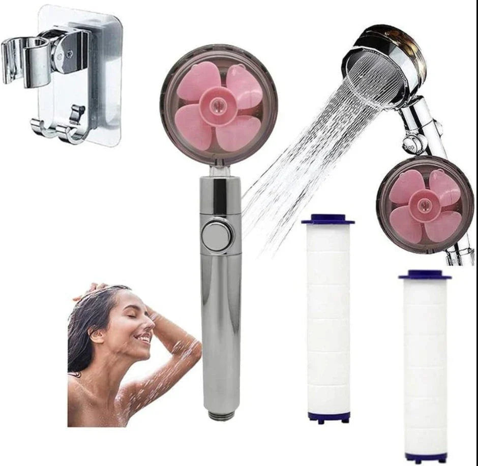High-Pressure Handheld Shower Head with Turbo Propeller and Cotton Filter for Luxurious Spa-Like Shower Experience