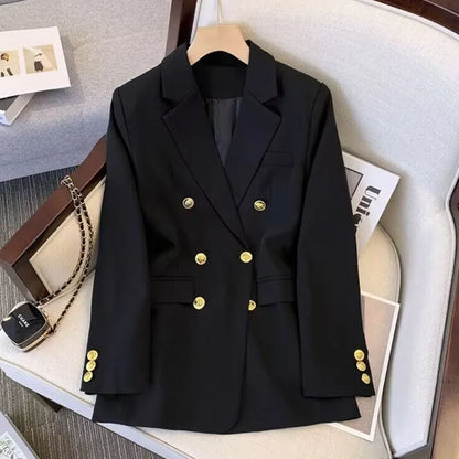 Women's loose-fit polyester blouse in black with regular sleeves and 50cm length for commuting wear