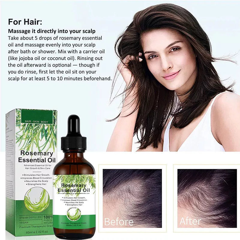 Rosemary Hair Growth Serum bottle with 60ml net content for damaged hair repair