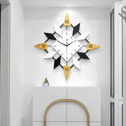 Large diamond pattern wall clock with solid wood dial measuring 60x60cm with silent movement