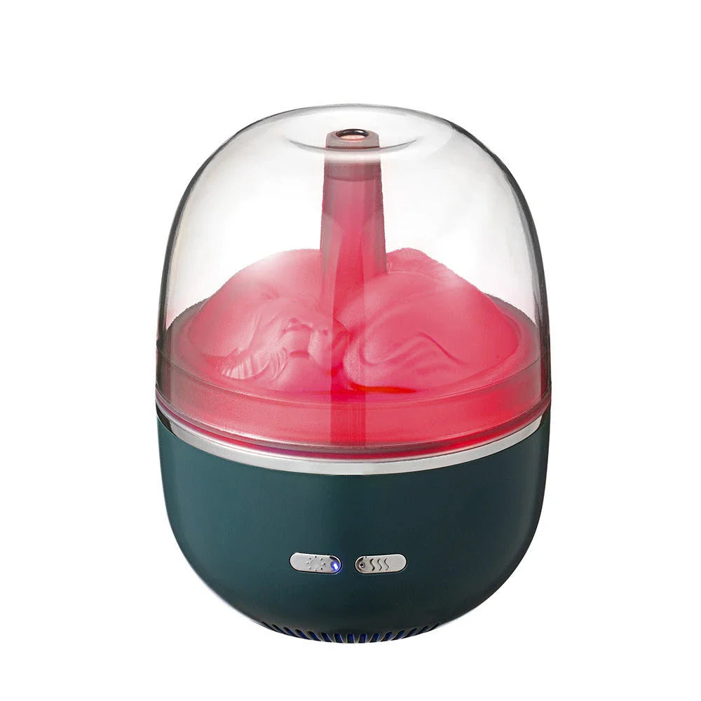 Ultrasonic aromatherapy humidifier with color-changing LED lights, compact and sleek design for home or office use