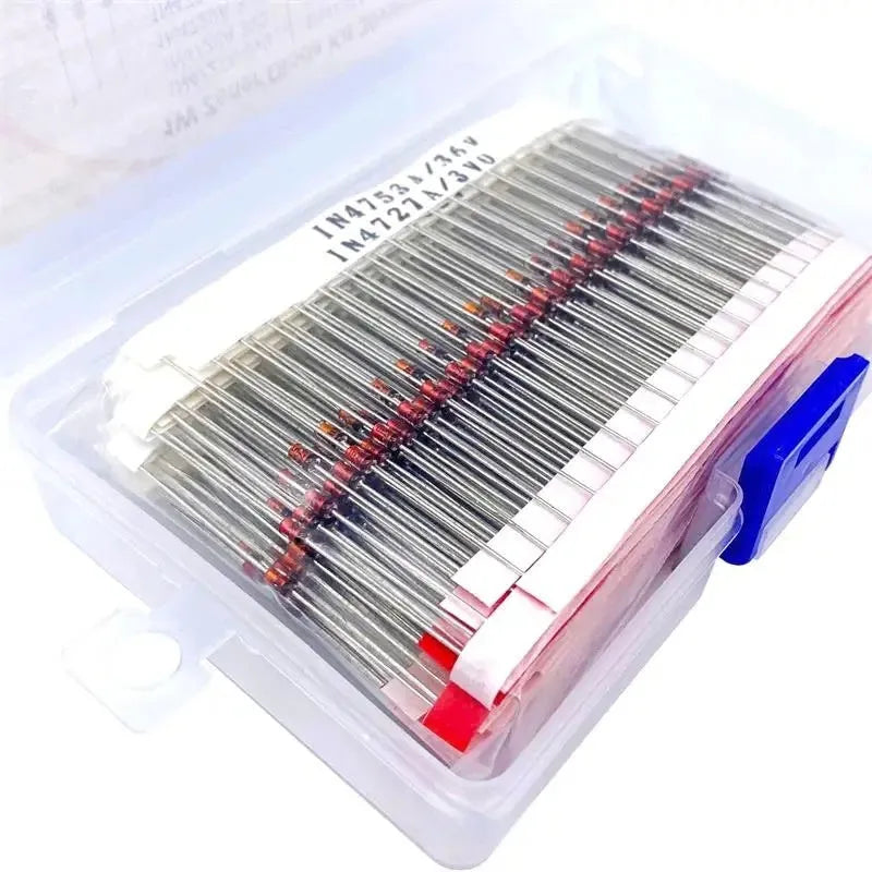 1W Zener diode with 50V reverse breakdown voltage in boxed package for electronic circuit protection